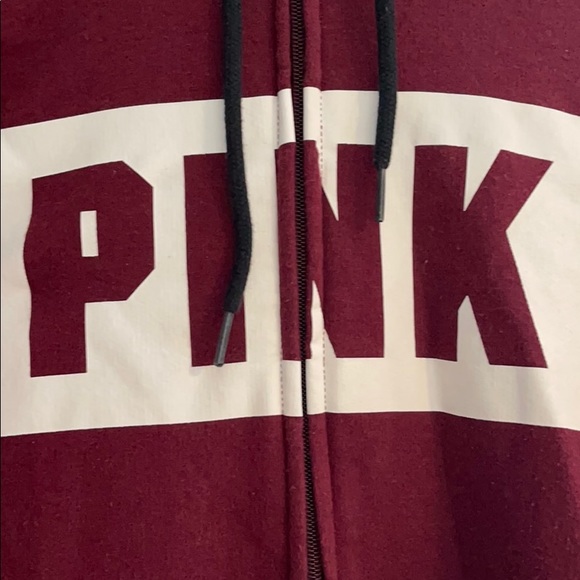 PINK Victoria’s Secret burgundy hoodie/zipup - Picture 3 of 3